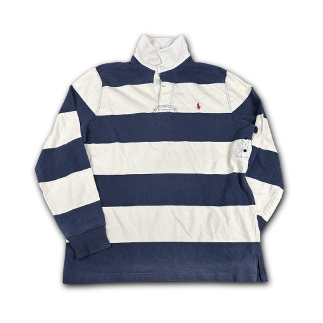90s ralph lauren rugby polo ble white stripe
