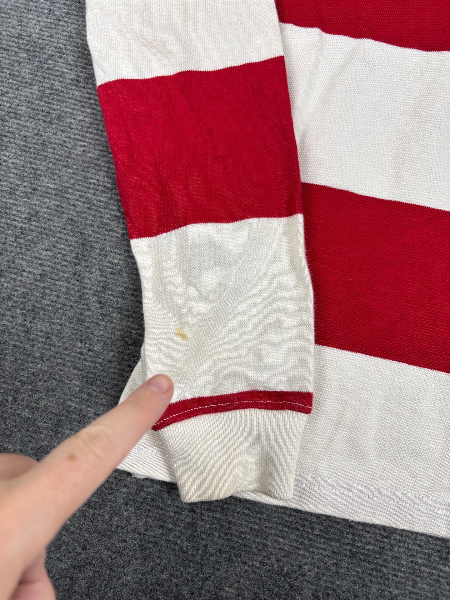 Classic Ralph Lauren Rugby Polo Men's S Red White Striped Double R Logo Collared