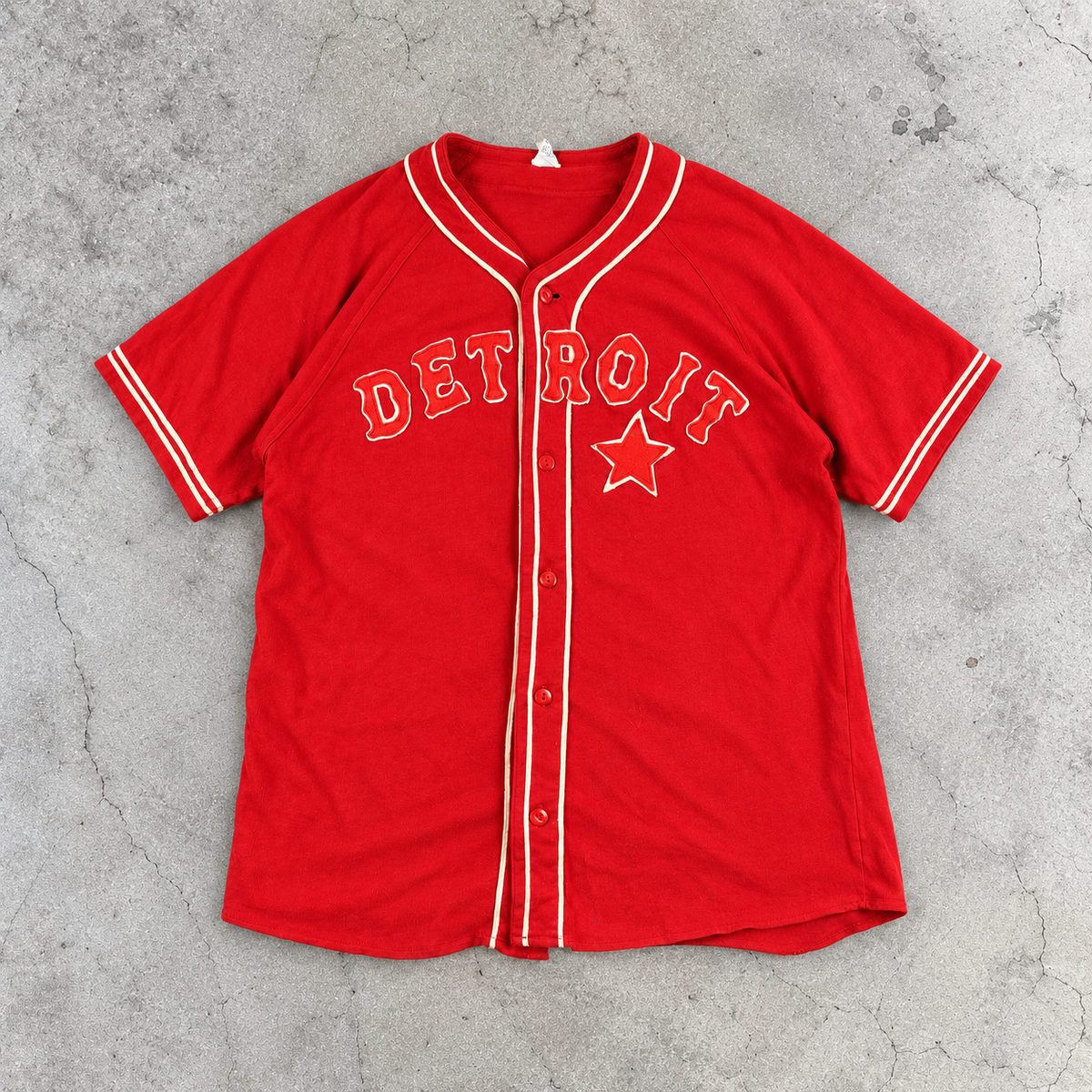 Detroit Tigers 80s Baseball Jersey Men's Large Red White Button Up