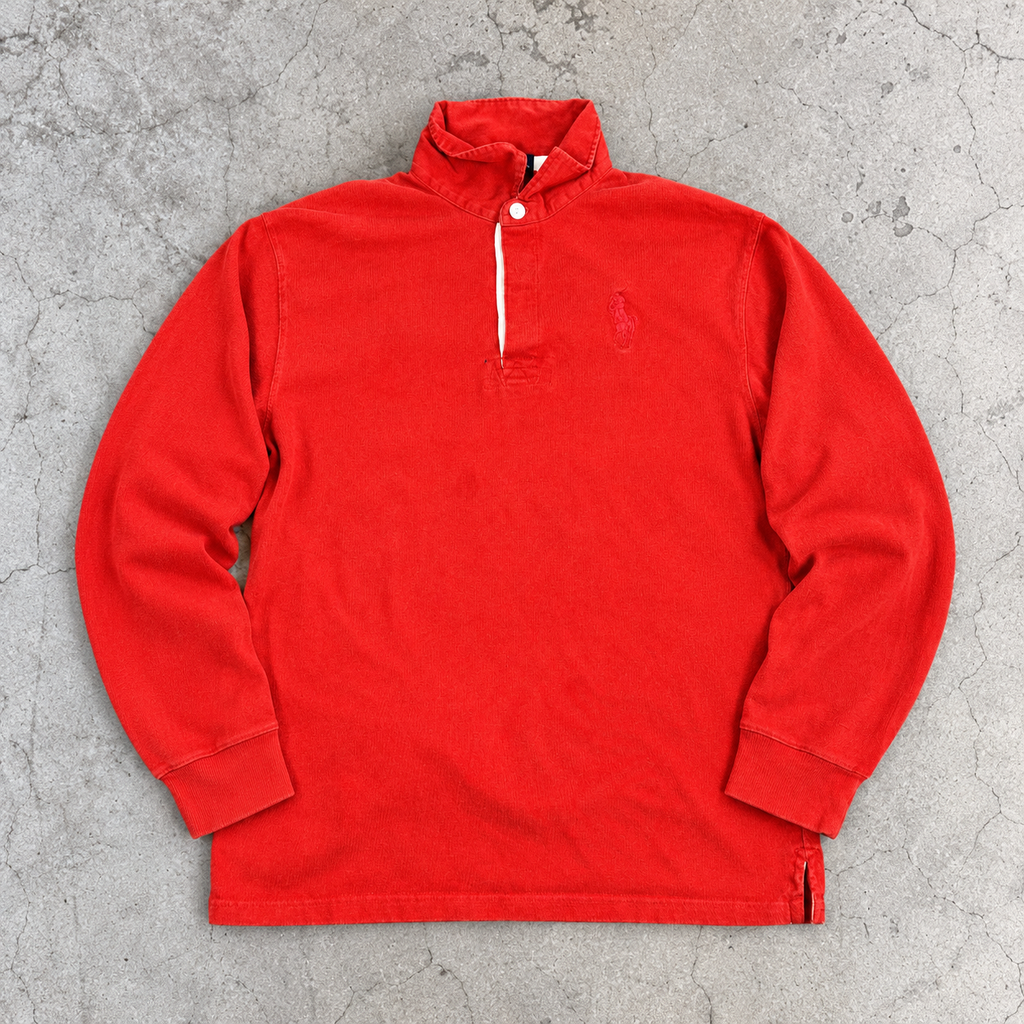 Vintage 90's Ralph Lauren Rugby Polo Men's S Double Red Big Pony Collared