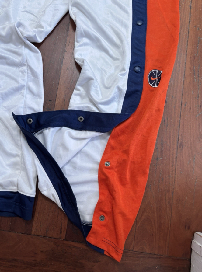 Vintage 90s Nike Basketball Track Pants Size L Orange White Tearaway Poppers Baggy
