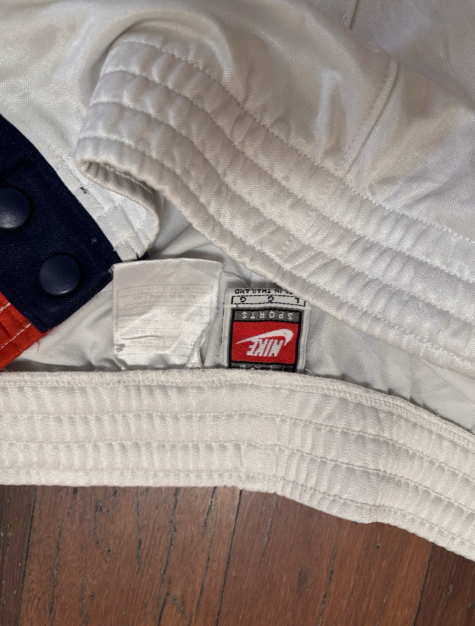 Vintage 90s Nike Basketball Track Pants Size L Orange White Tearaway Poppers Baggy