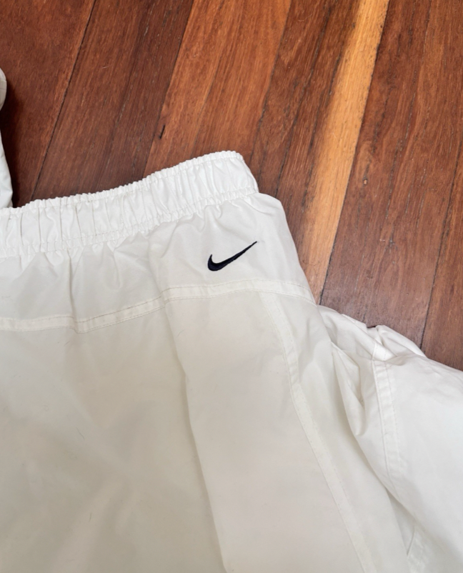 Vintage Y2K Nike Track Pants Size XL White Hex Logo Nylon Baggy Windbreakers