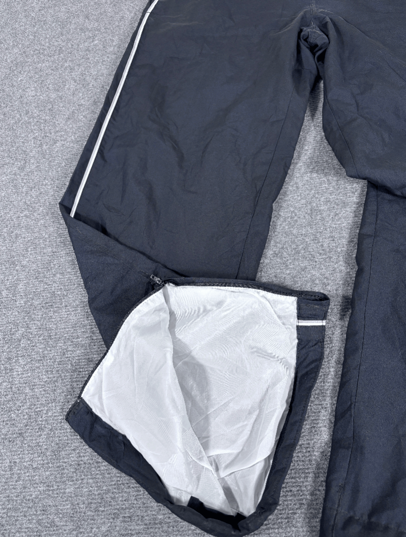 Vintage Y2K Nike Track Pants Size L Black Grey White Piping Wide Leg Ankle Zip