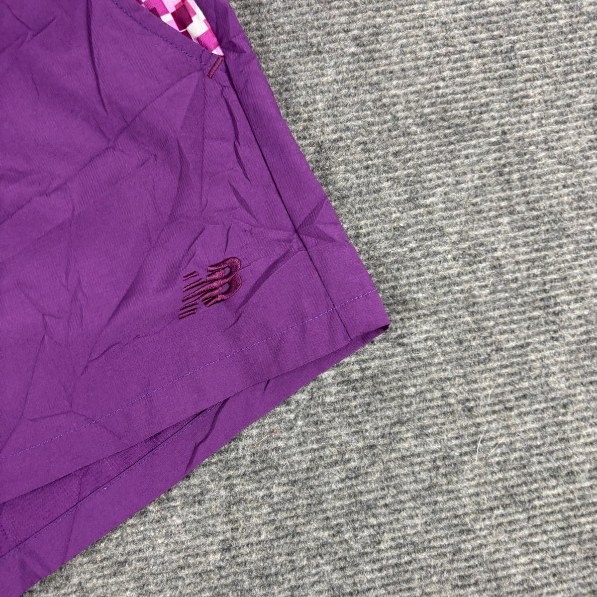 New Balance Running Shorts Plum Purple Pixel Print Pockets photo 5
