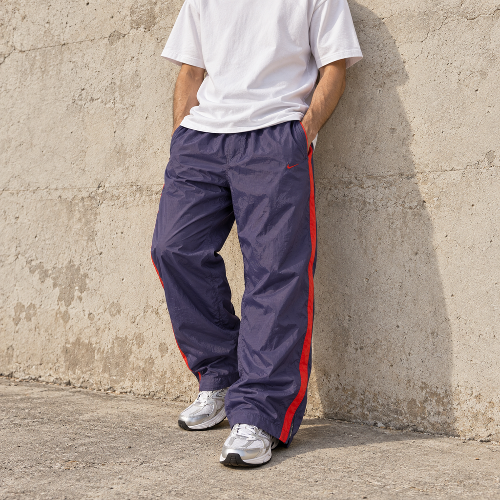 Vintage Y2K Nike Track Pants Men's M Navy Red Mini Swoosh Swoosh Wide Leg