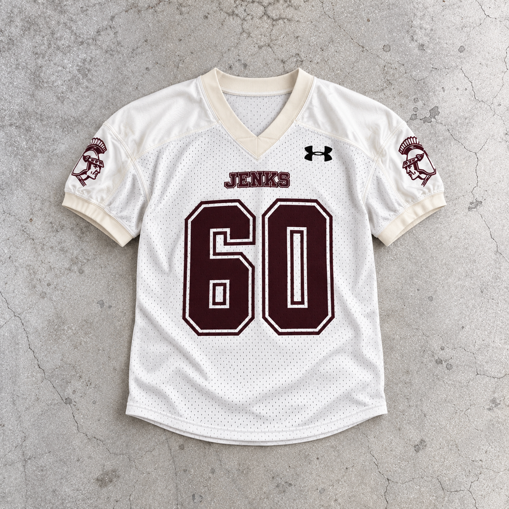 Under Armour Football V-neck Jersey Men's Medium White Maroon Mesh