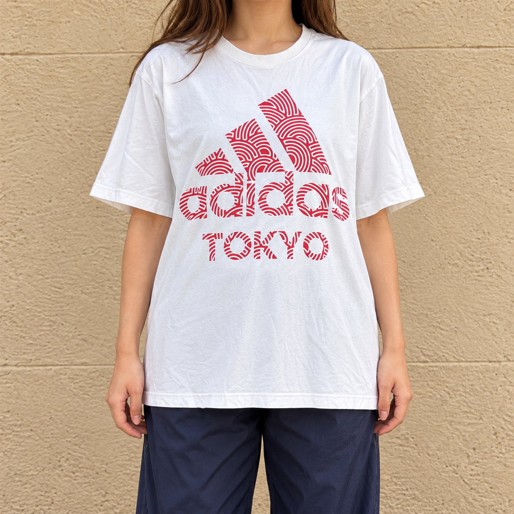 Adidas Tokyo T-shirt Women's Large White Pink  Hiroko Takahashi Artist Collab