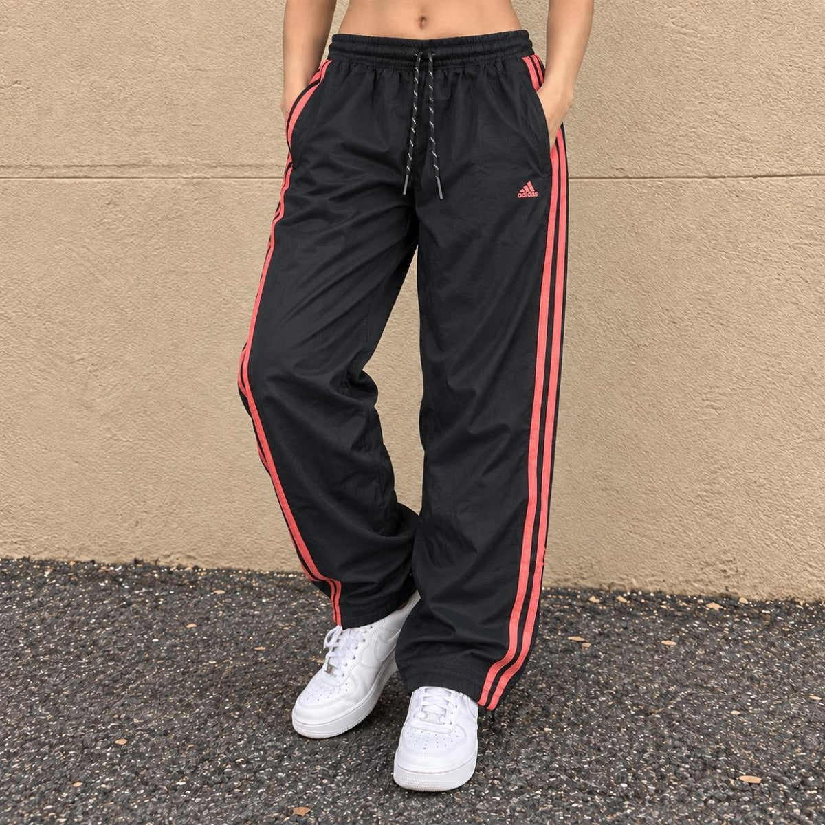 Adidas Track Pants Women's XS Black Pink 3 Stripe Joggers