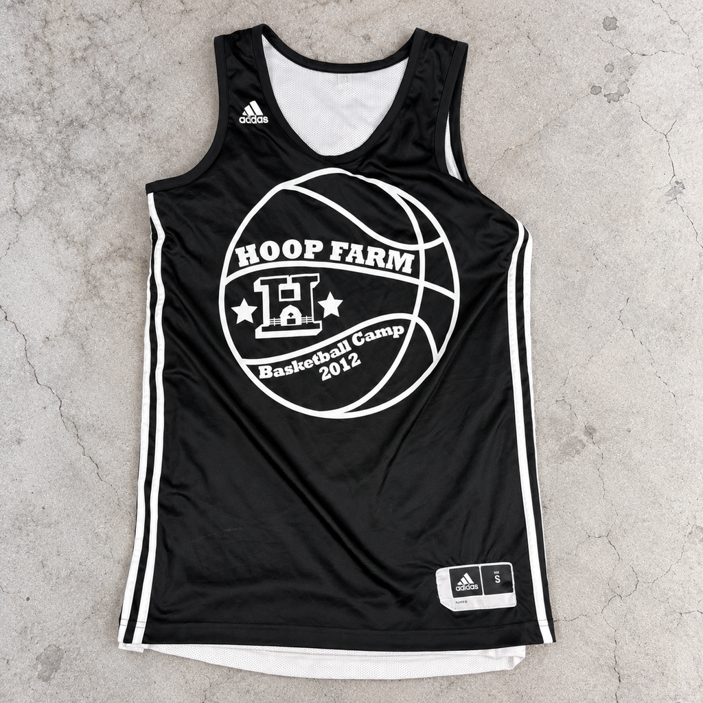 Adidas Climalite y2k Reversible Basketball Jersey Men's Small Black White Hoop Farm Graphic