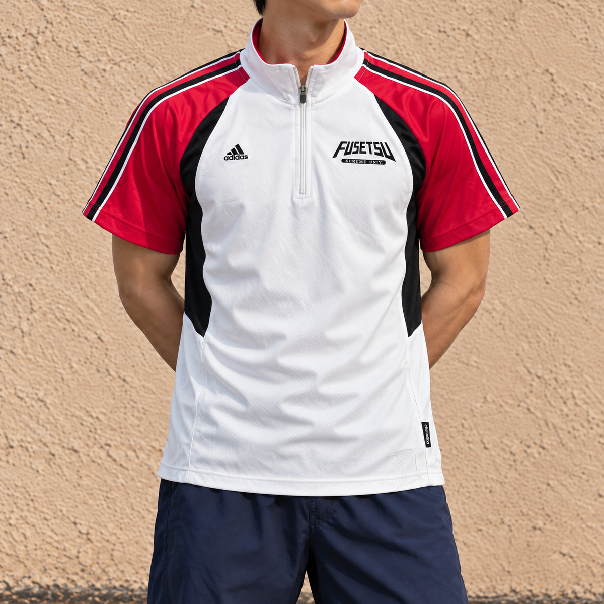 y2k Adidas Climalite 1/4 Zip T-shirt Men's Small Grey Red Activewear Jersey