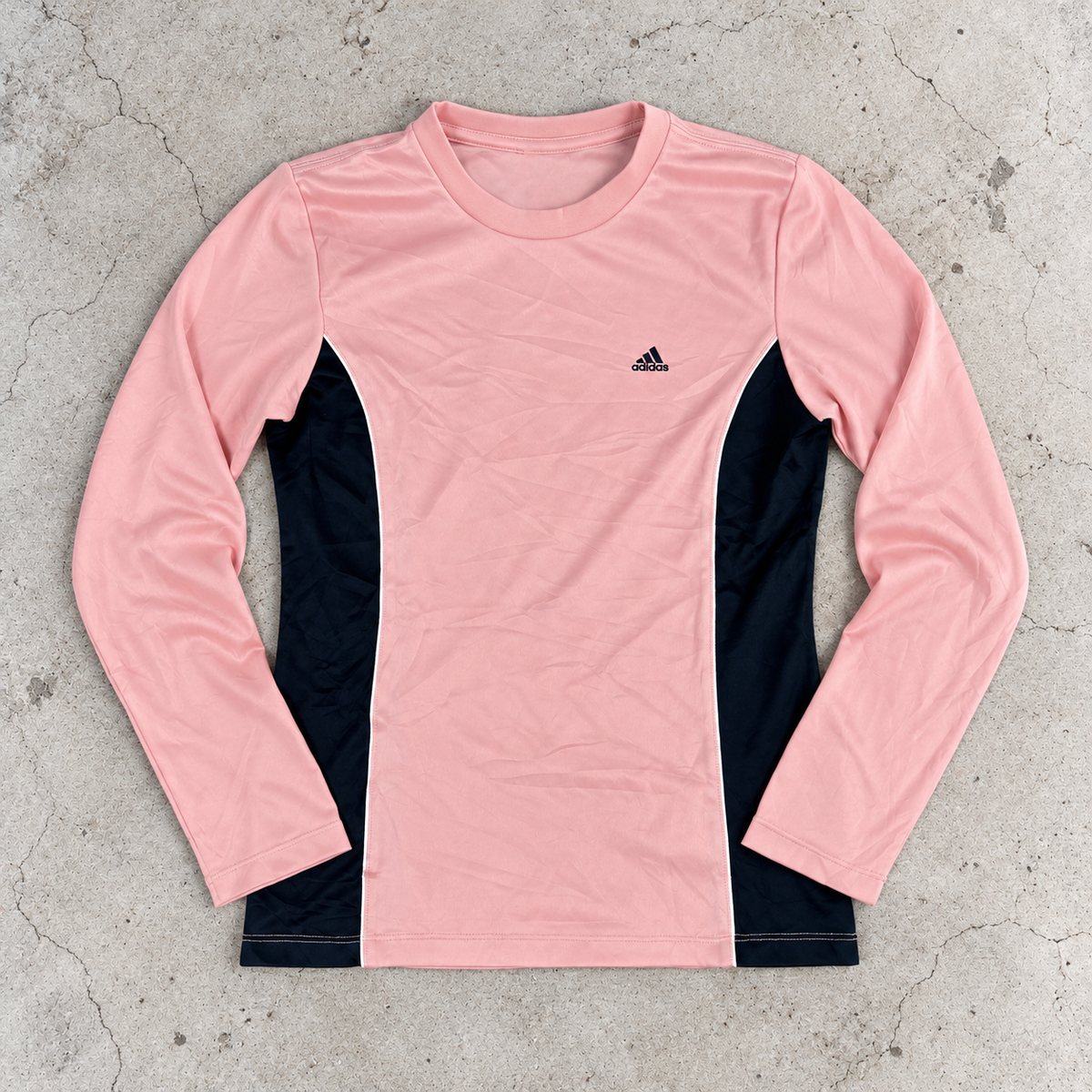 y2k Adidas Climalite Long Sleeve Top Women's Small Pink Navy Activewear T-shirt