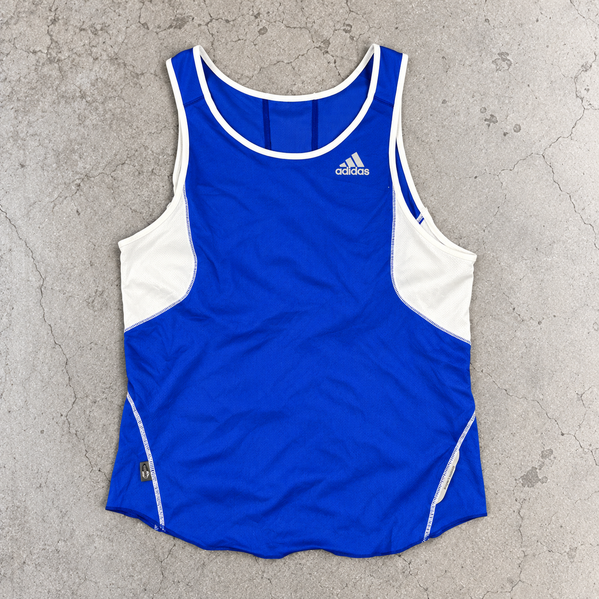 Y2K Adidas Climalite Running Singlet Men's Small Blue White Activewear