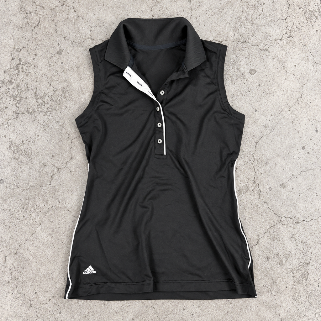 y2k Adidas Climacool Sleeveless Polo Women's SMall Black White Activewear Tank