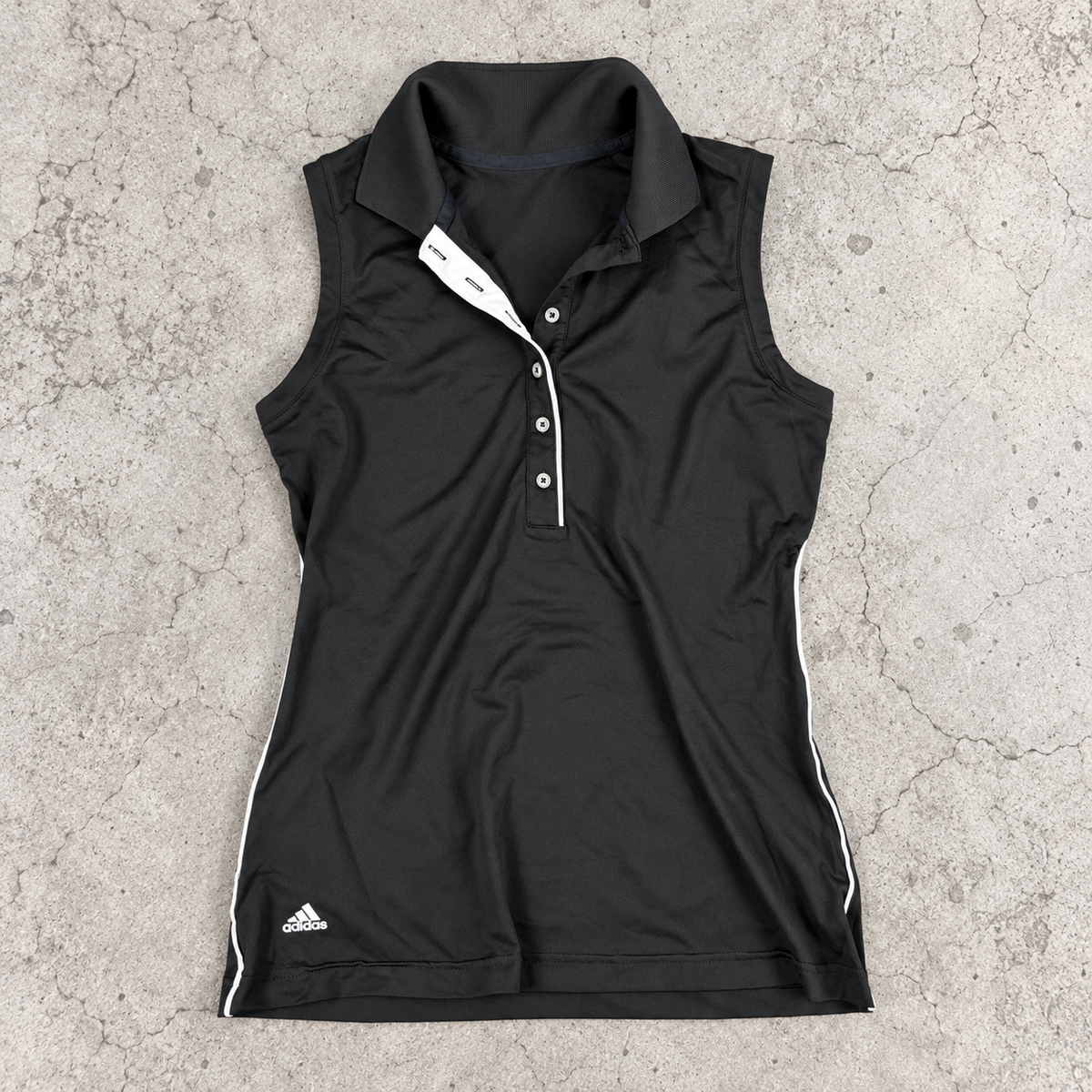 y2k Adidas Climacool Sleeveless Polo Women's SMall Black White Activewear Tank