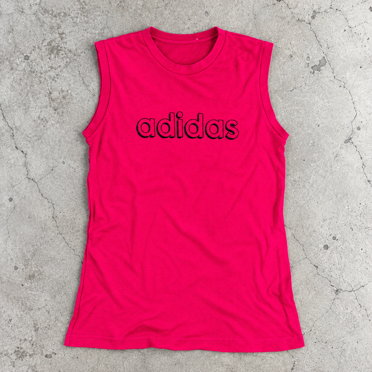 Vintage Y2K Adidas Tank Top Women's Small Pink Spellout Logo Activewear
