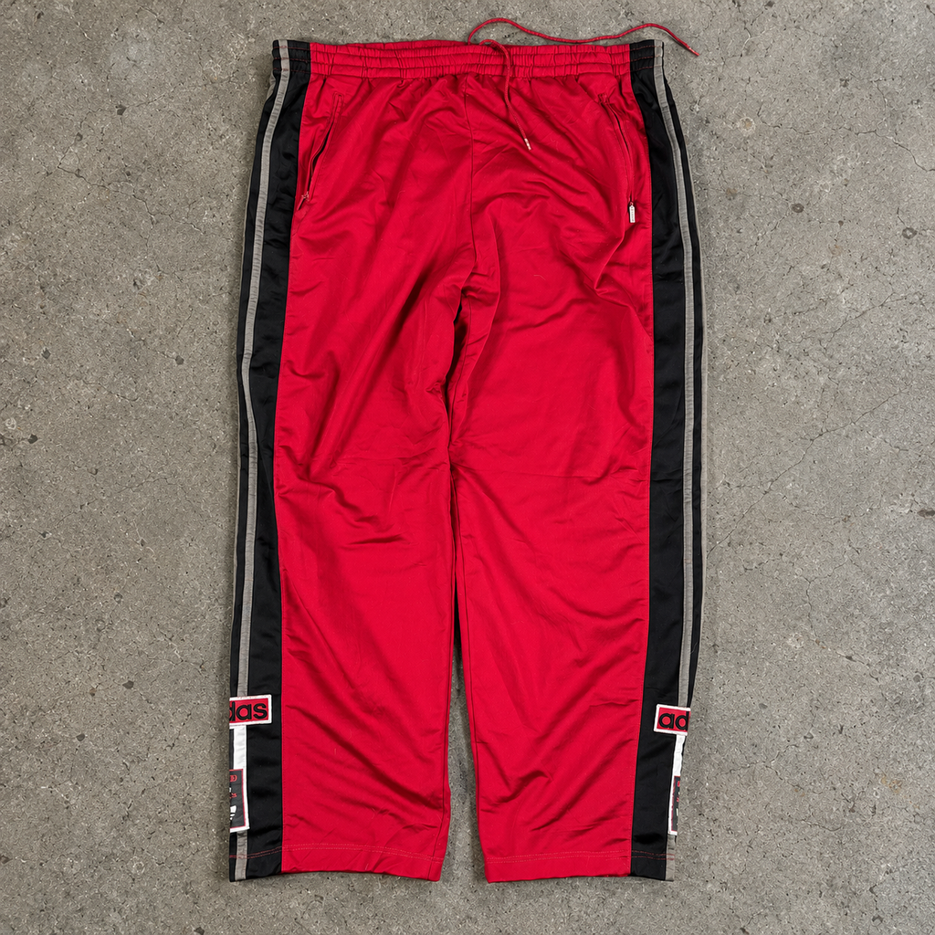 Vintage 90s Baggy Adidas Tear Away Track Pants Men's XL Red Black 3 Stripe
