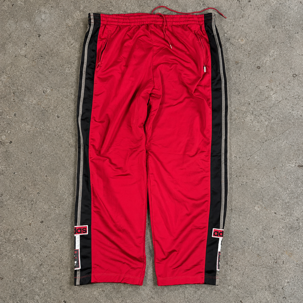 Vintage 90s Baggy Adidas Tear Away Track Pants Men's XL Red Black 3 Stripe