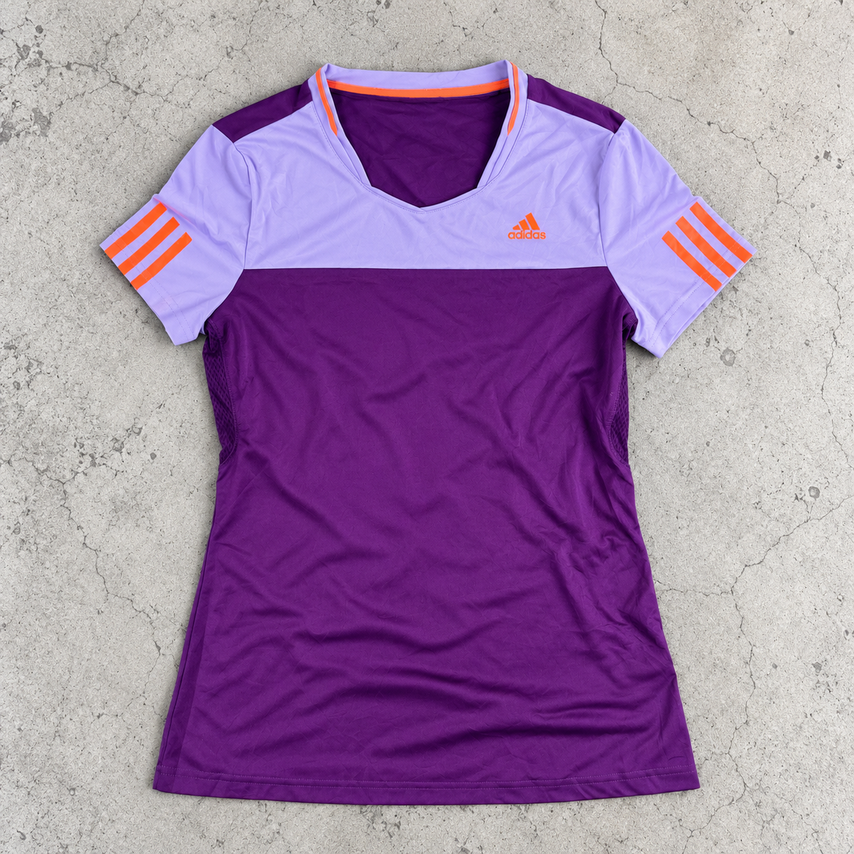y2k Adidas Climacool Activewear Top Women's Small Purple Colour Block T-shirt