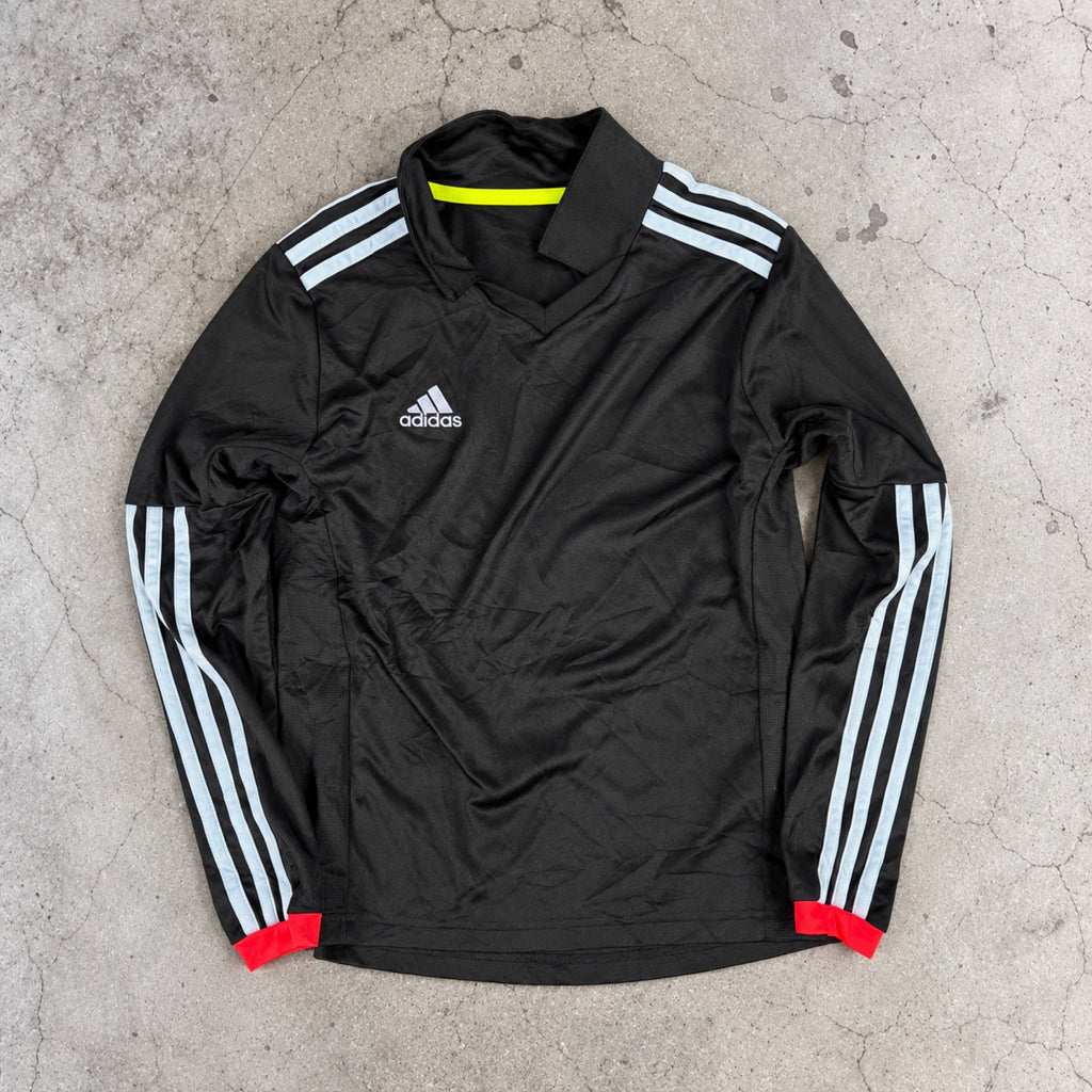 Adidas Football Jersey Long Sleeve Top Black Light Blue Collared Petite photo 2