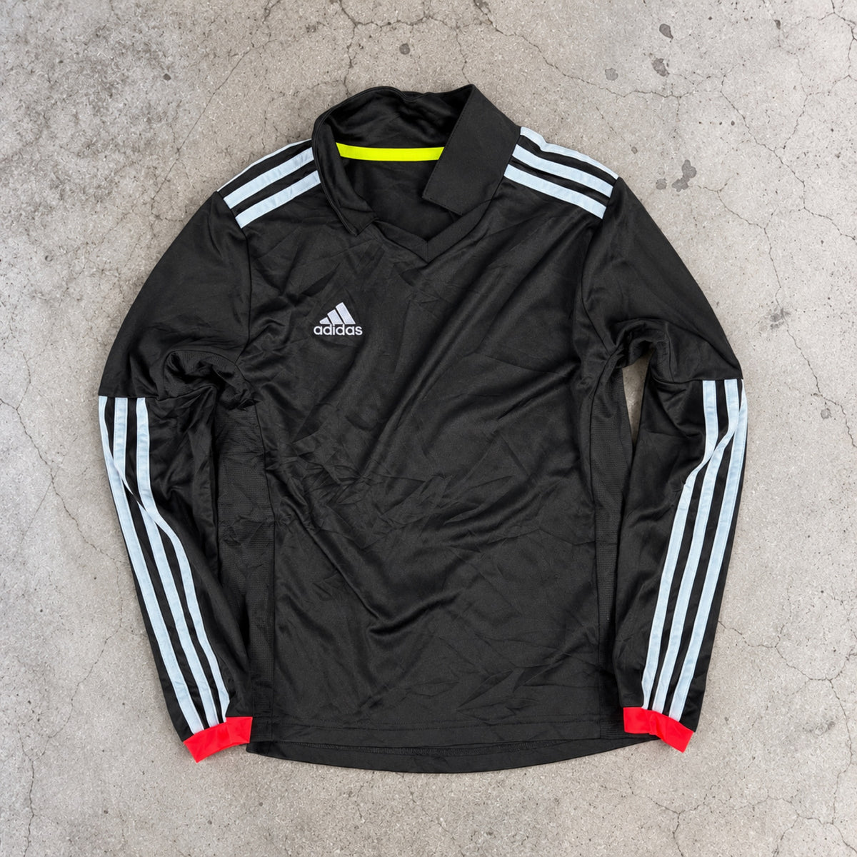 Adidas Football Jersey Long Sleeve Top Black Light Blue Collared Petite photo 2