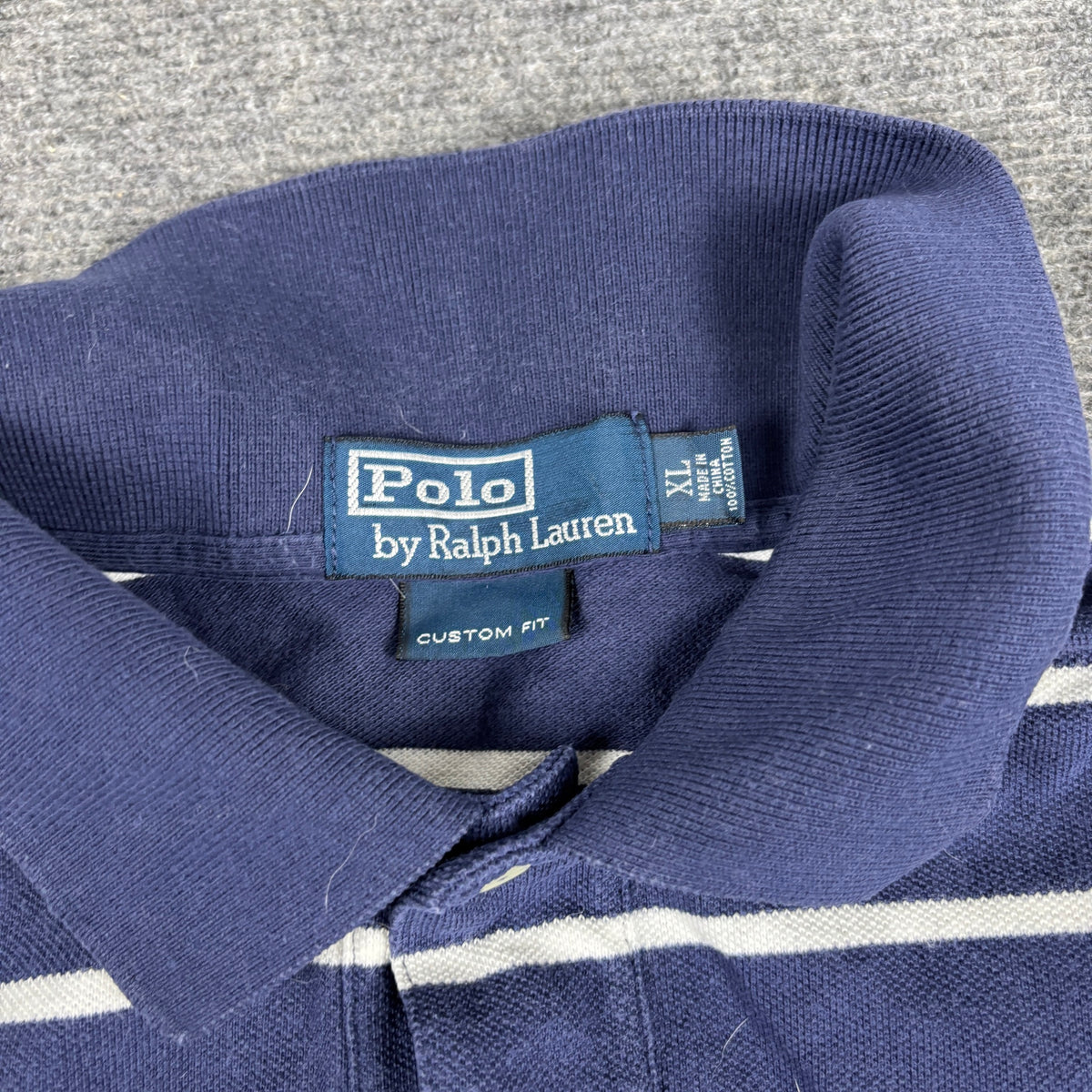 Polo Ralph Lauren Custom Fit Striped Pique Polo Navy White Green Pony photo 4