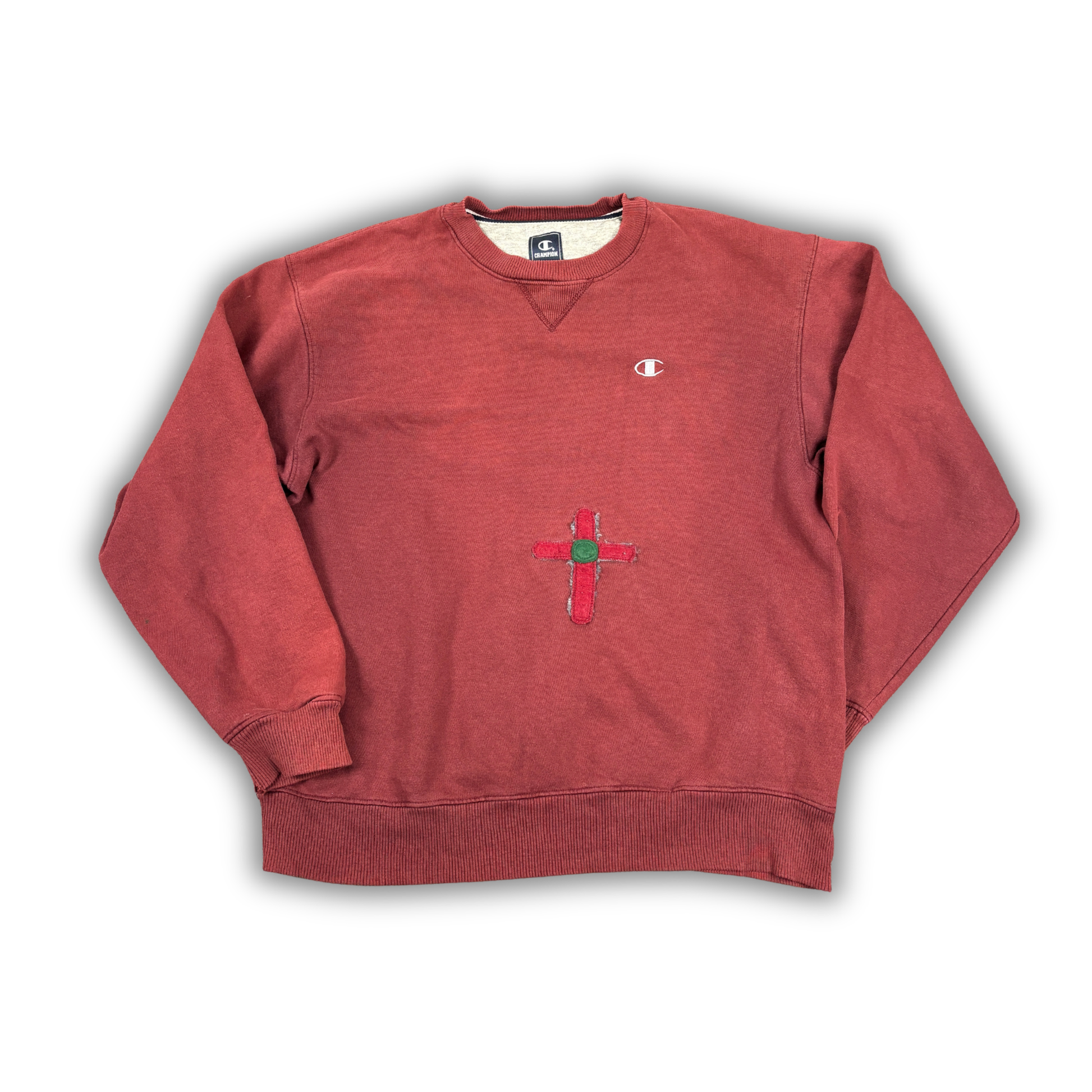 Vintage Men's 90's Champion Jumper Men's M Red Mini Logo w Cross Crew Neck