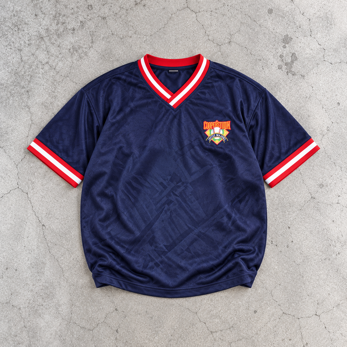 Vintage Cooperstown Little League Baseball Jersey Men's Medium Navy Satin Style