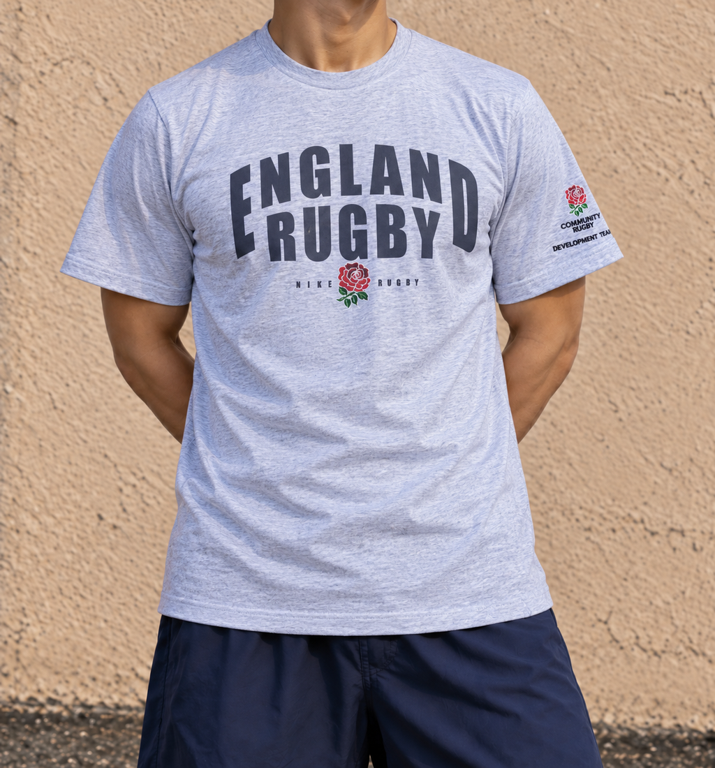 Vintage Y2K Nike England Rugby T-Shirt Size XL Grey Large Graphic Embroidered Rose