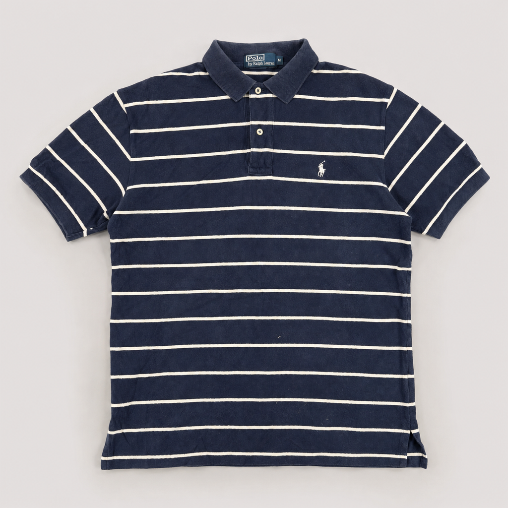Vintage Polo Ralph Lauren Polo Shirt 90s Men's M Blue White Striped Small Pony