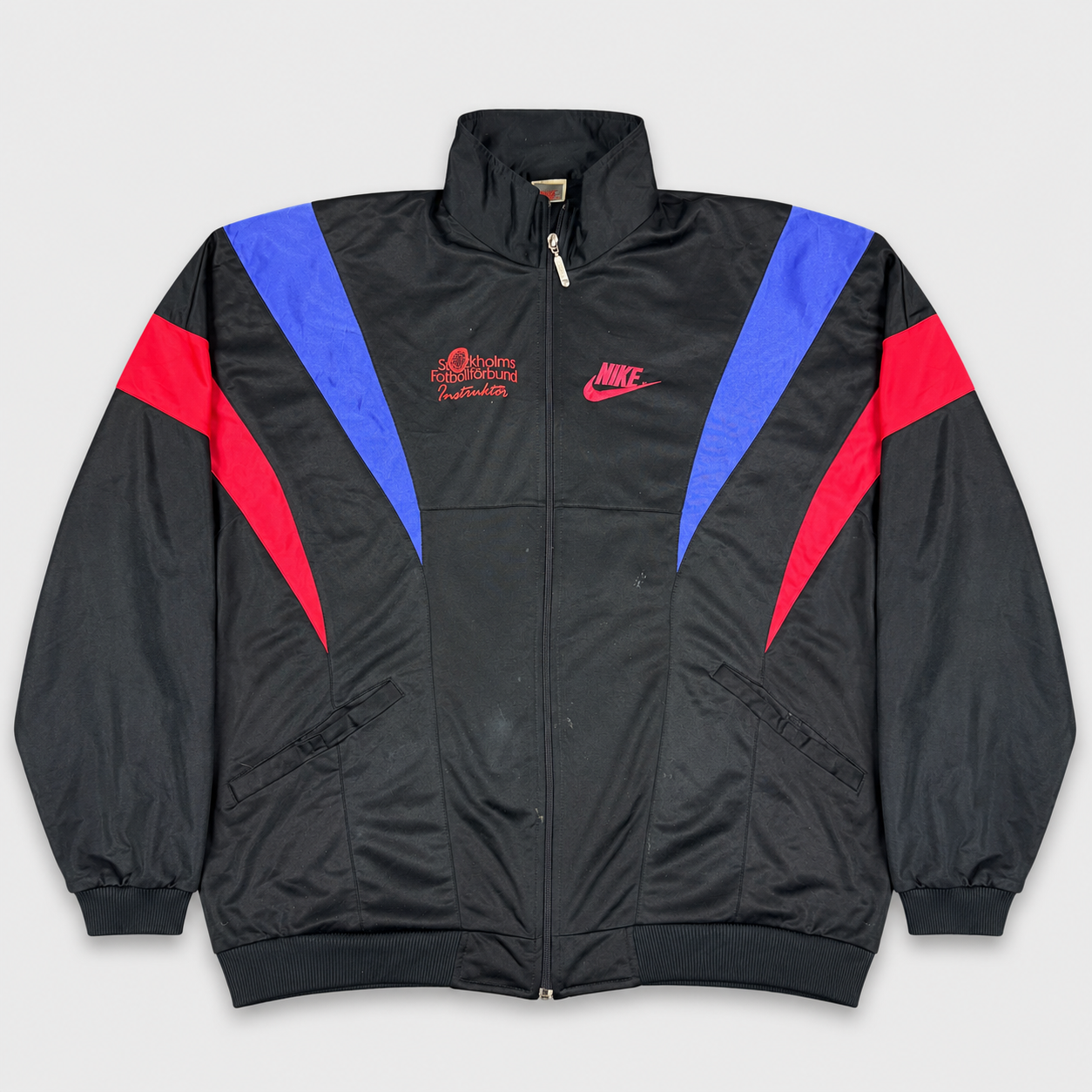 Vintage 90s Nike Jacket Size XL Black Fluro Football Camp Satin Style Windbreaker
