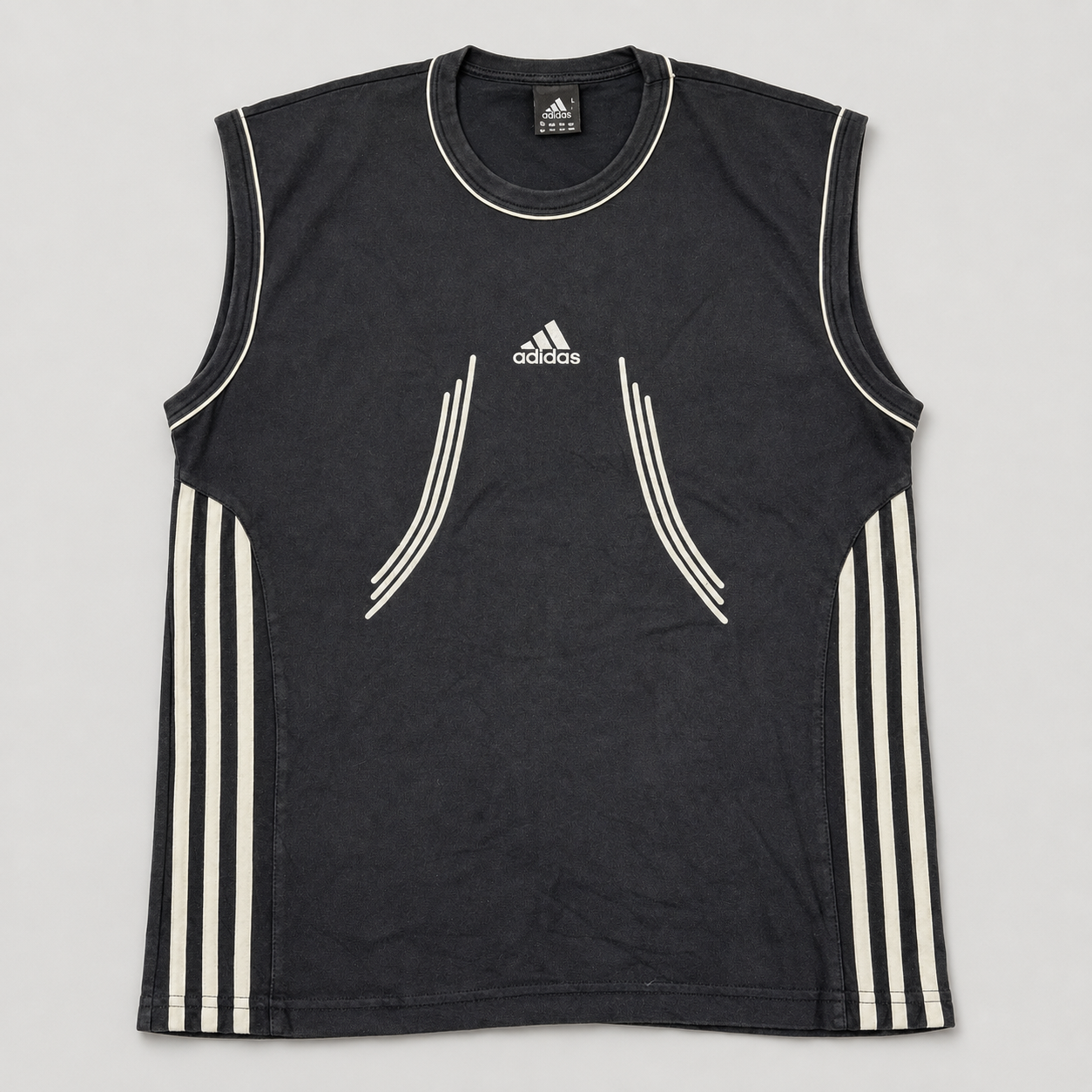 Vintage Adidas Activewear Tank Top Women's Large Black White Y2K Singlet