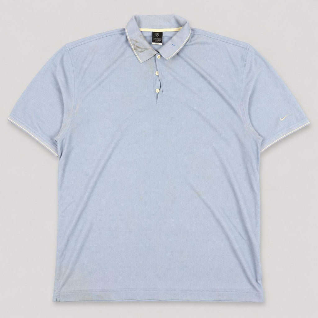 Vintage 90's Nike Golf Polo Men's XXL Blue Textured White Swoosh Shirt Collared