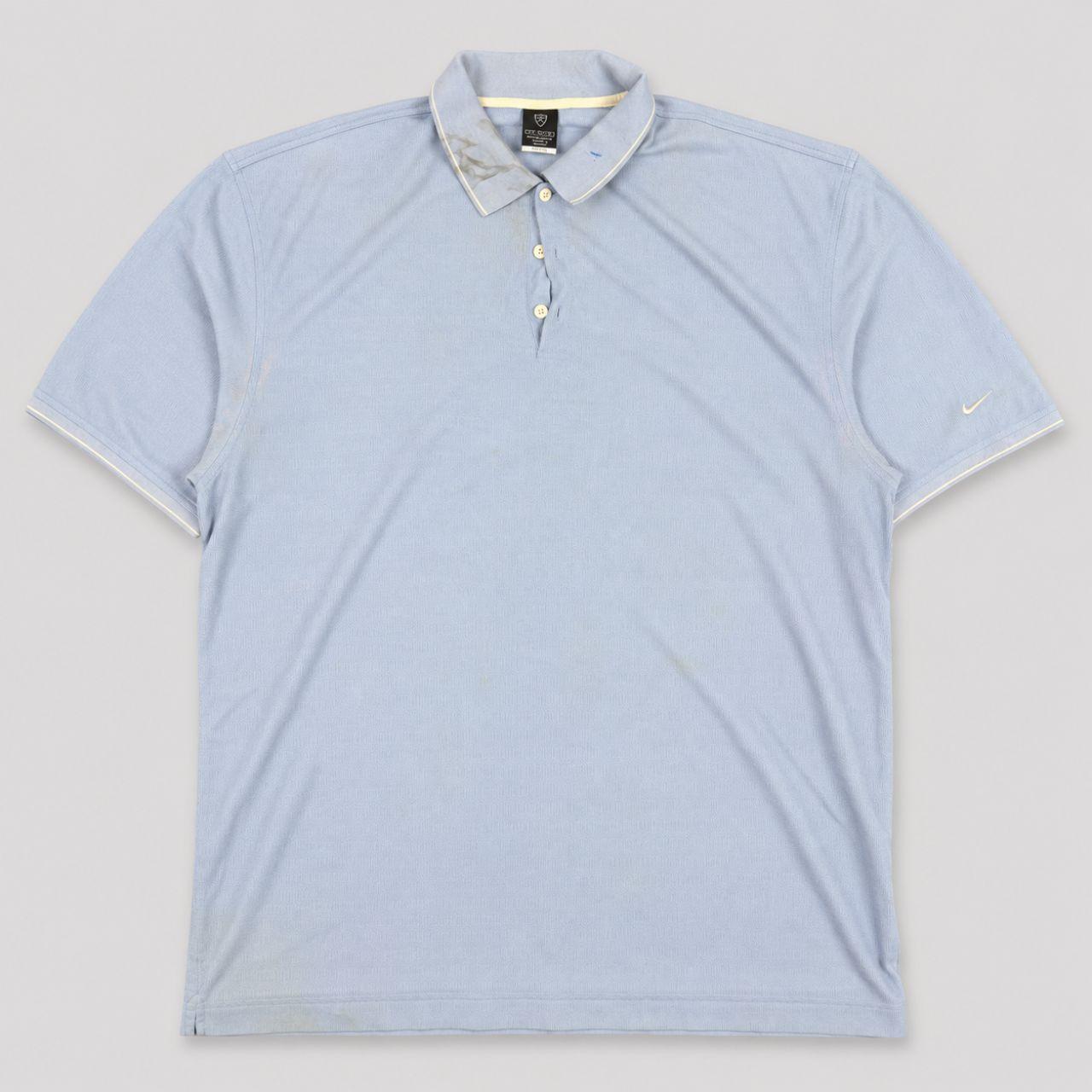 Vintage 90's Nike Golf Polo Men's XXL Blue Textured White Swoosh Shirt Collared