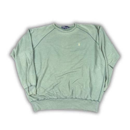 Vintage 90's Ralph Lauren Jumper Men's XL Green Faded Yellow Small Pony Boxy Crew Neck
