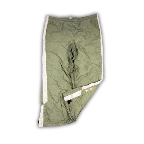 Vintage Y2K Nike Track Pants Size M Green Grey Panel Spell Out Leg Velcro Wide Leg Rare
