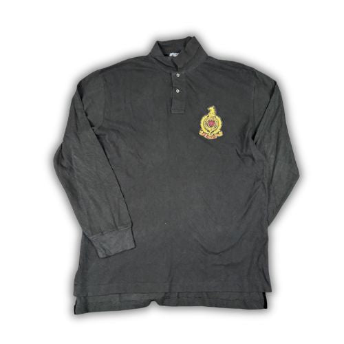 Vintage 90's Polo Ralph Lauren Polo Men's L Black Badge Logo Long Sleeve