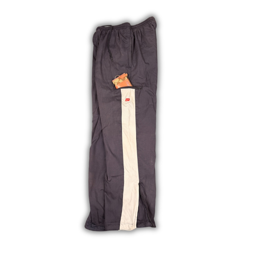 Vintage Y2K Nike Cargo Track Pants Size S Navy Grey Panel Red Badge Ankle Zips Wide Leg