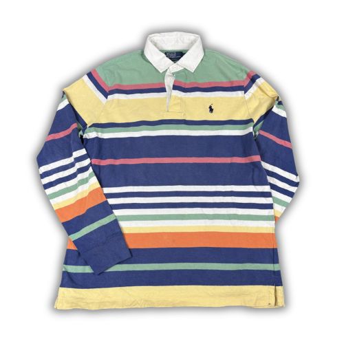 Vintage 90's Ralph Lauren Rugby Polo Men's M Multicolour Striped Small Pony Jersey
