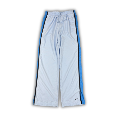 Vintage Y2K Nike Track Pants Women's M Baby Blue Black Piping Ankle Swoosh