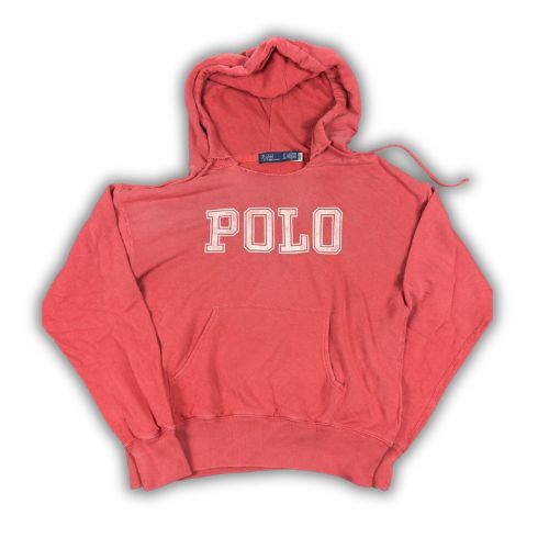 Vintage Y2K Ralph Lauren Hoodie Men's S Red Spell Out Logo Jumper
