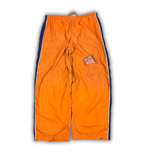 Vintage 90's Nike Cargo Track Pants Men's XL Orange Navy Panels White Piping Ankle Swoosh Wide Leg