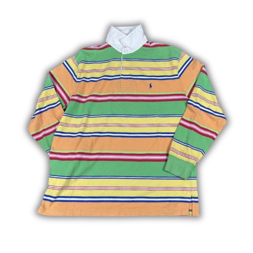 Vintage 90's Ralph Lauren Rugby Polo Men's M Multicolour Striped Small Pony Jersey