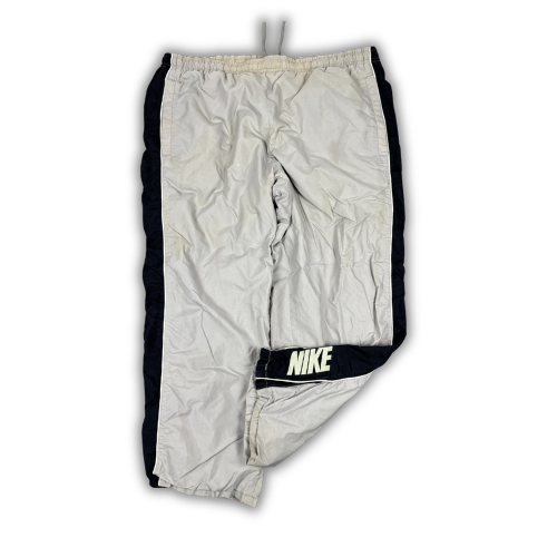 Vintage Men's Y2K Nike Track Pants Size XL Grey White Black Panel Spell Out 7/8 Length Baggy