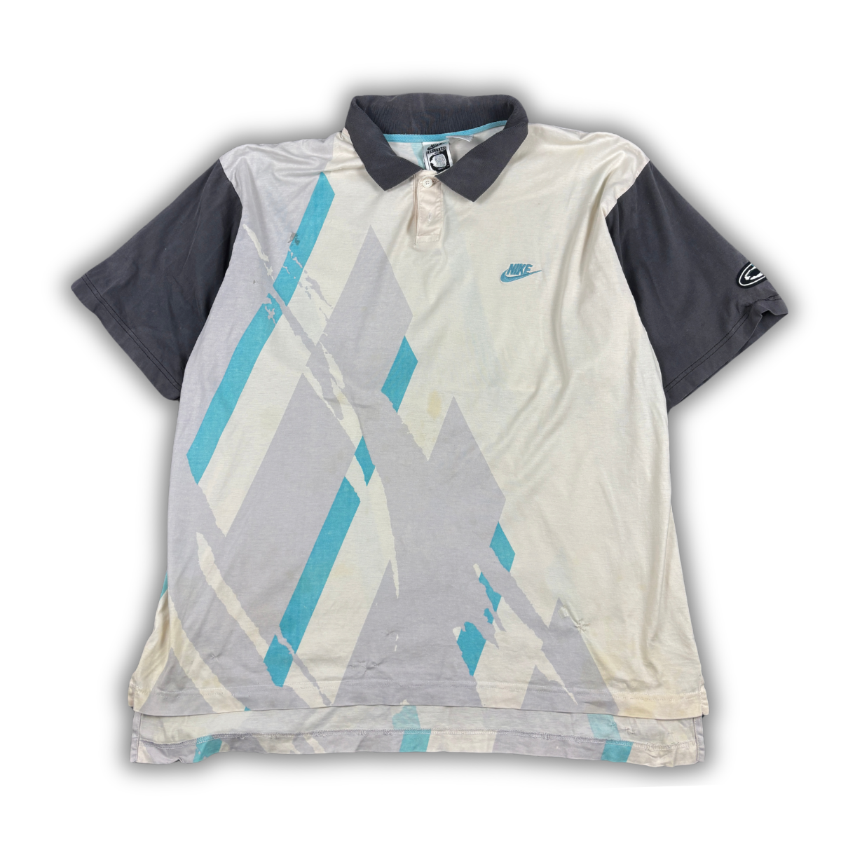 Vintage 90s Nike Challenge Court Agassi Polo XL White Blue Rare