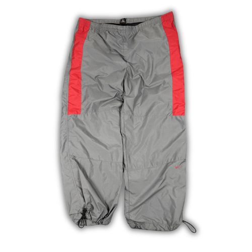 Vintage Y2K Nike Track Pants Men's XL Grey Red Panel Swoosh Joggers Bungee Ankle