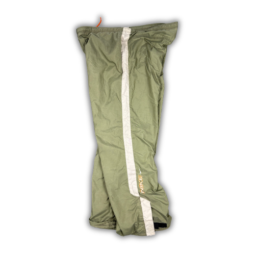 Vintage Y2K Nike Track Pants Size M Green Grey Panel Spell Out Leg Velcro Wide Leg Rare