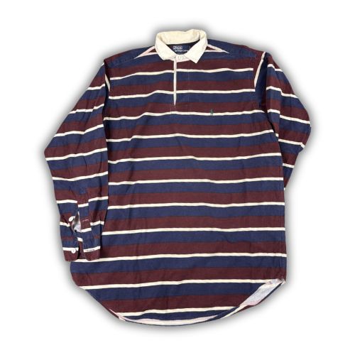 Vintage 90's Ralph Lauren Rugby Polo Men's XL Red Blue Striped Shirt Jersey Mix
