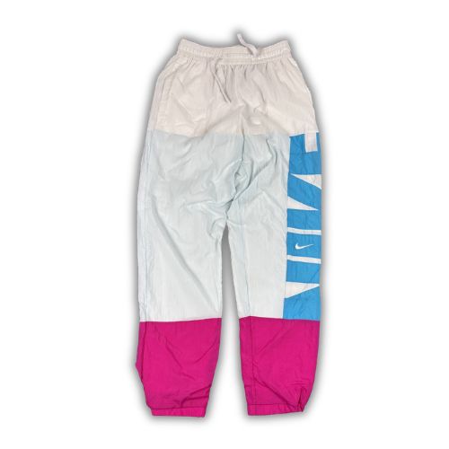 Nike Track Pants Men's S White Blue Pink Spell Out Cuffed Joggers