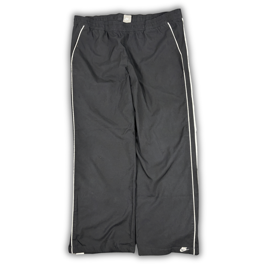 Vintage Y2K Nike Track Pants Women’s L Black White Detail Wide Leg Ankle Logo
